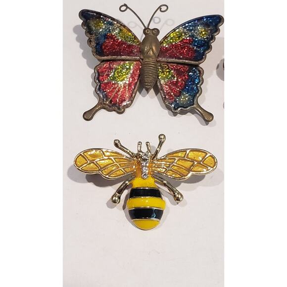 Vintage Lot Brooch Bracelet Insects Scarabs Animals Butterflies Bunny Bird Bees - Picture 11 of 16